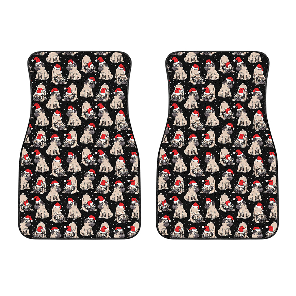 Christmas Santa Pug Pattern Print Front Car Floor Mats