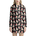 Christmas Santa Pug Pattern Print Pullover Hoodie Dress