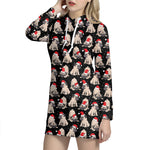 Christmas Santa Pug Pattern Print Hoodie Dress
