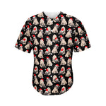 Christmas Santa Pug Pattern Print Men's Baseball Jersey