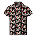 Christmas Santa Pug Pattern Print Men's Short Sleeve Shirt