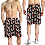 Christmas Santa Pug Pattern Print Men's Shorts