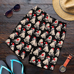 Christmas Santa Pug Pattern Print Men's Shorts