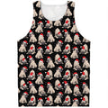 Christmas Santa Pug Pattern Print Men's Tank Top