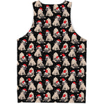 Christmas Santa Pug Pattern Print Men's Tank Top