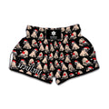 Christmas Santa Pug Pattern Print Muay Thai Boxing Shorts
