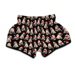 Christmas Santa Pug Pattern Print Muay Thai Boxing Shorts