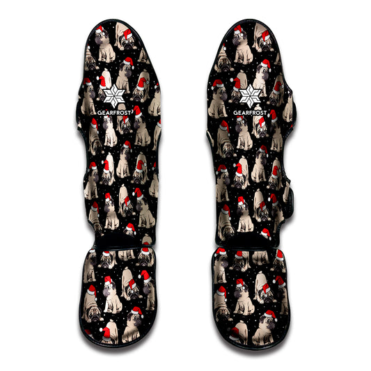 Christmas Santa Pug Pattern Print Muay Thai Shin Guard