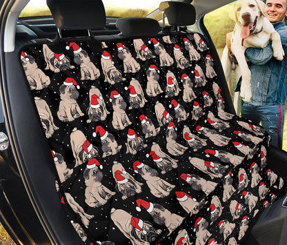 Christmas Santa Pug Pattern Print Pet Car Back Seat Cover