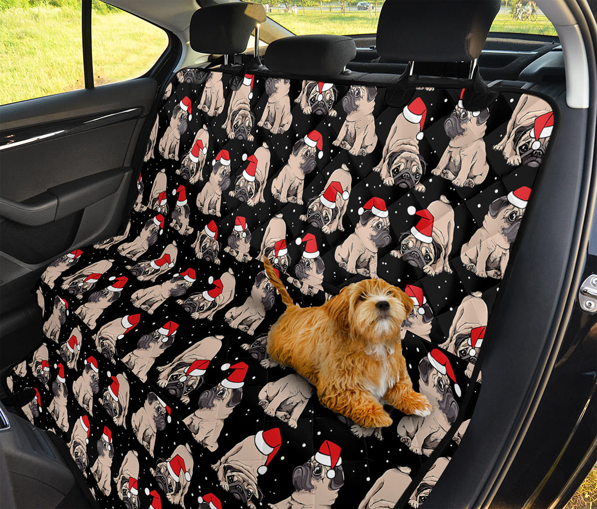 Christmas Santa Pug Pattern Print Pet Car Back Seat Cover