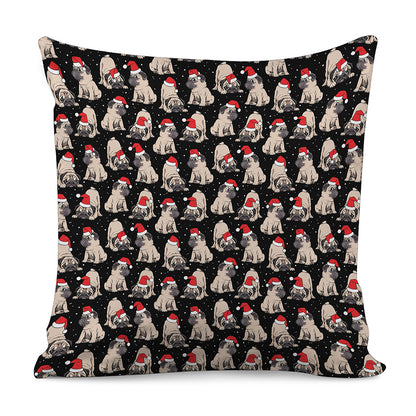 Christmas Santa Pug Pattern Print Pillow Cover