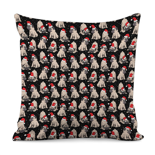 Christmas Santa Pug Pattern Print Pillow Cover