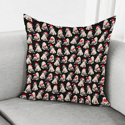 Christmas Santa Pug Pattern Print Pillow Cover
