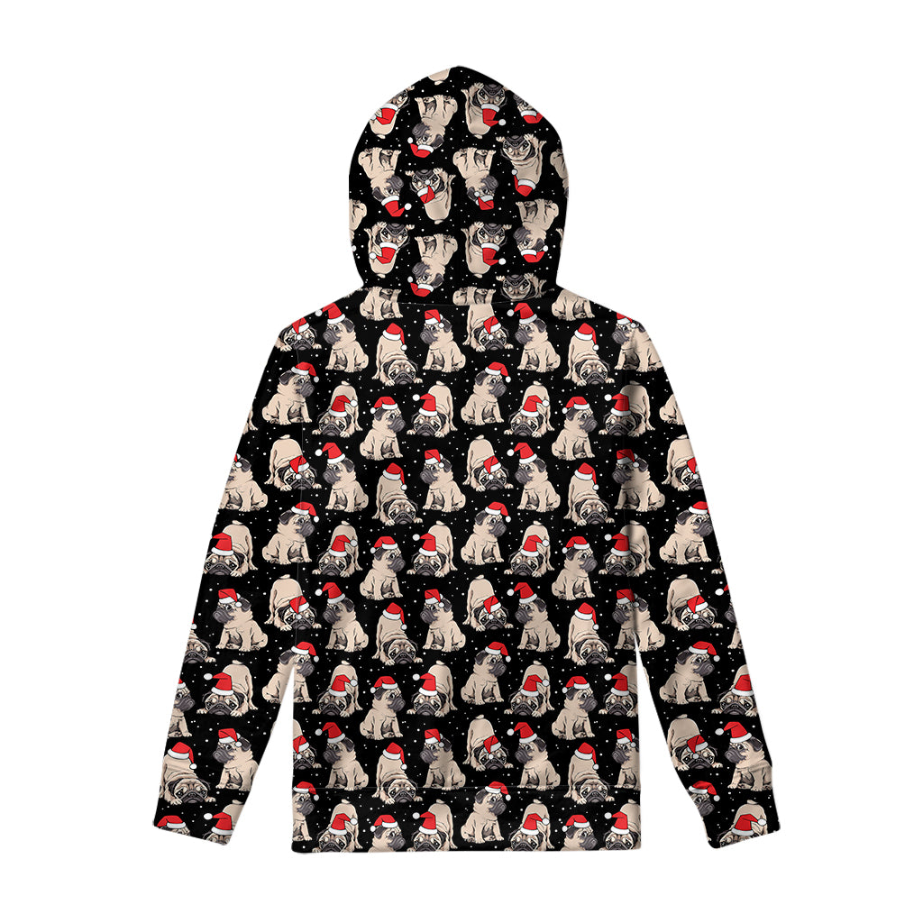 Christmas Santa Pug Pattern Print Pullover Hoodie