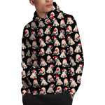 Christmas Santa Pug Pattern Print Pullover Hoodie