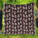 Christmas Santa Pug Pattern Print Quilt