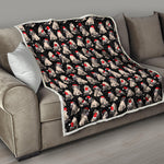Christmas Santa Pug Pattern Print Quilt