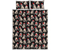 Christmas Santa Pug Pattern Print Quilt Bed Set