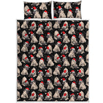 Christmas Santa Pug Pattern Print Quilt Bed Set