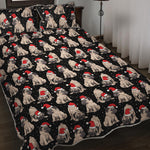 Christmas Santa Pug Pattern Print Quilt Bed Set
