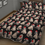 Christmas Santa Pug Pattern Print Quilt Bed Set