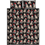 Christmas Santa Pug Pattern Print Quilt Bed Set