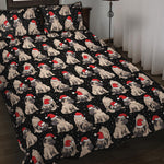 Christmas Santa Pug Pattern Print Quilt Bed Set