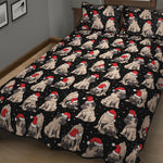 Christmas Santa Pug Pattern Print Quilt Bed Set