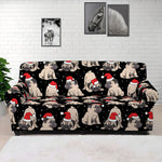 Christmas Santa Pug Pattern Print Sofa Cover