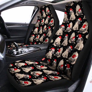 Christmas Santa Pug Pattern Print Universal Fit Car Seat Covers