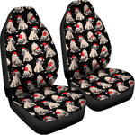 Christmas Santa Pug Pattern Print Universal Fit Car Seat Covers