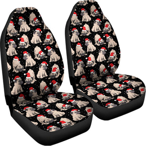 Christmas Santa Pug Pattern Print Universal Fit Car Seat Covers