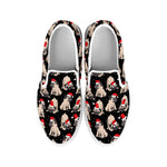 Christmas Santa Pug Pattern Print White Slip On Shoes