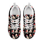 Christmas Santa Pug Pattern Print White Sneakers