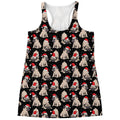 Christmas Santa Pug Pattern Print Women's Racerback Tank Top