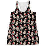 Christmas Santa Pug Pattern Print Women's Racerback Tank Top