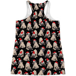 Christmas Santa Pug Pattern Print Women's Racerback Tank Top