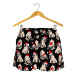 Christmas Santa Pug Pattern Print Women's Shorts