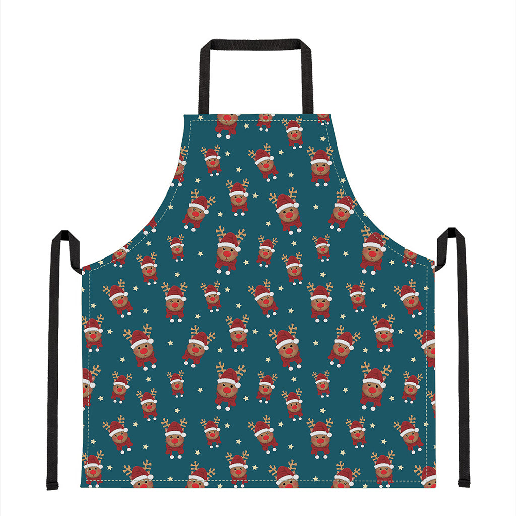 Christmas Santa Reindeer Pattern Print Apron