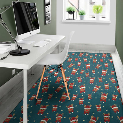 Christmas Santa Reindeer Pattern Print Area Rug