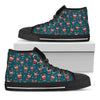 Christmas Santa Reindeer Pattern Print Black High Top Shoes