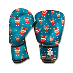 Christmas Santa Reindeer Pattern Print Boxing Gloves