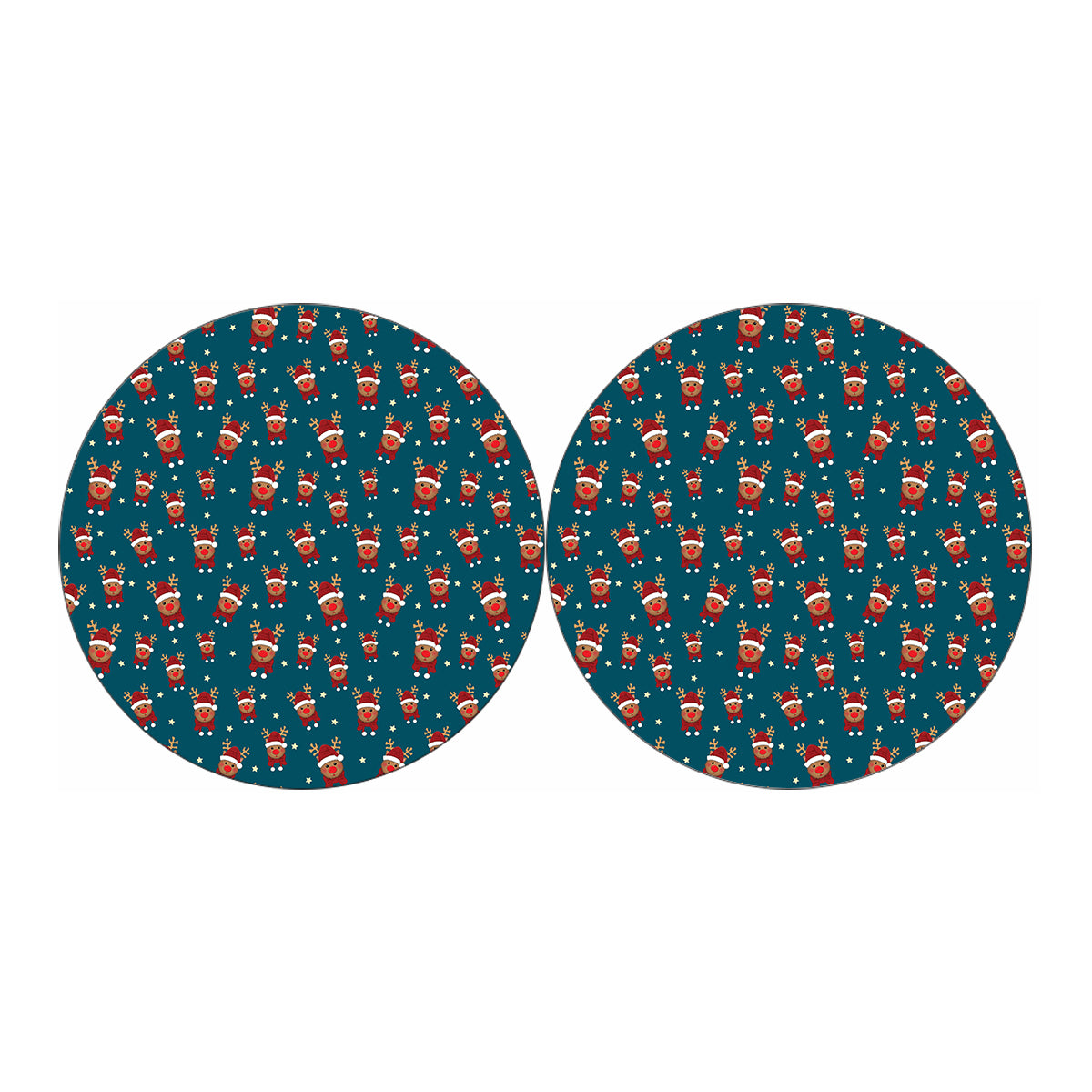 Christmas Santa Reindeer Pattern Print Car Coasters