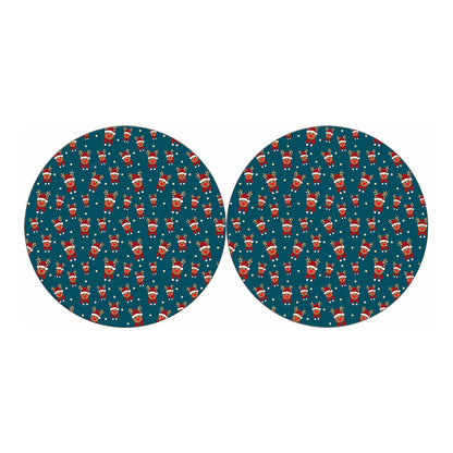Christmas Santa Reindeer Pattern Print Car Coasters