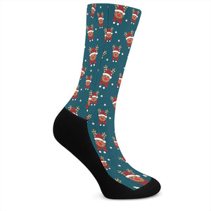 Christmas Santa Reindeer Pattern Print Crew Socks