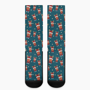 Christmas Santa Reindeer Pattern Print Crew Socks