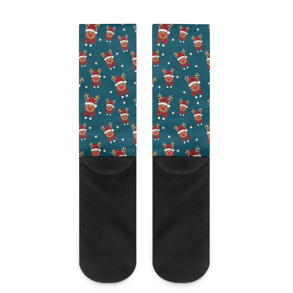 Christmas Santa Reindeer Pattern Print Crew Socks