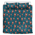 Christmas Santa Reindeer Pattern Print Duvet Cover Bedding Set
