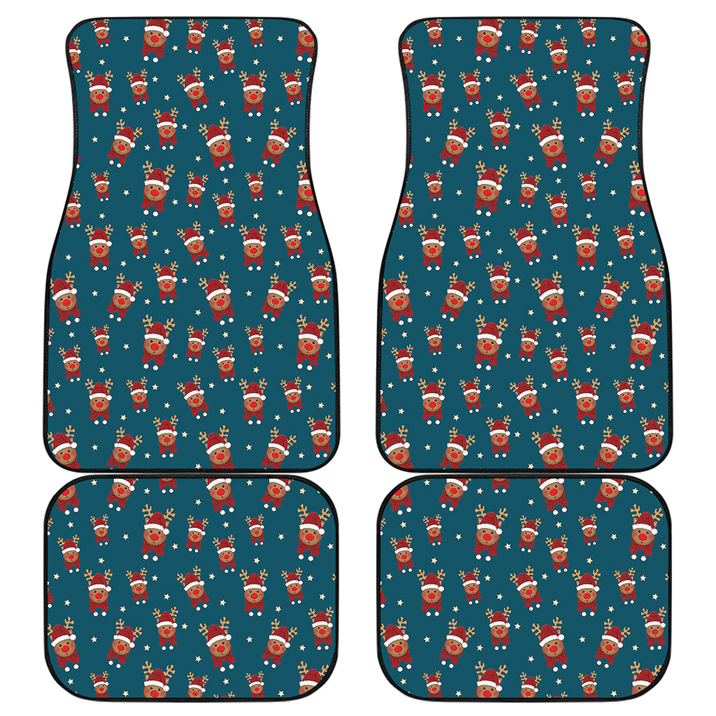 Christmas Santa Reindeer Pattern Print Front and Back Car Floor Mats