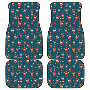 Christmas Santa Reindeer Pattern Print Front and Back Car Floor Mats